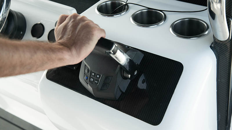 Dometic helm controls in use, shown by Cox Marine