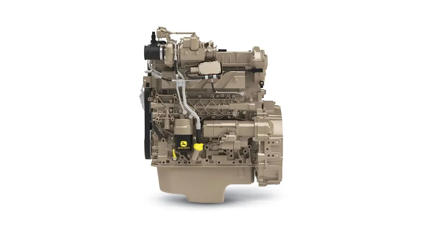 John Deere JD4G IHR, left-side mechanical layout; aftertreatment specified separately