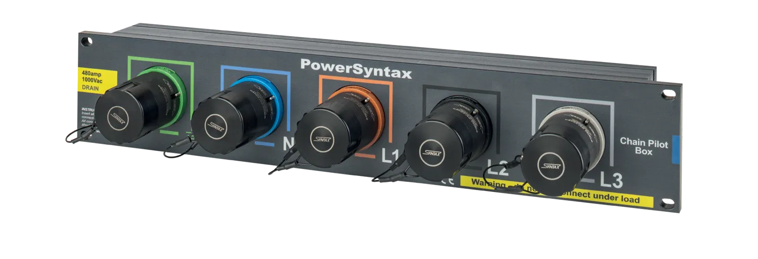 PowerSyntax Chain Pilot Box with five colour-coded connector positions